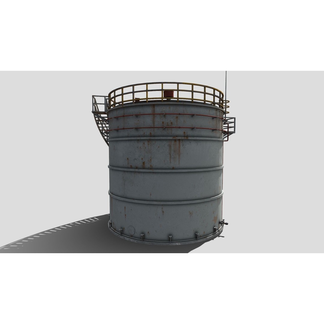 Storage Tank 3D Model – Low Poly PBR Industrial Asset, FBX - View 9