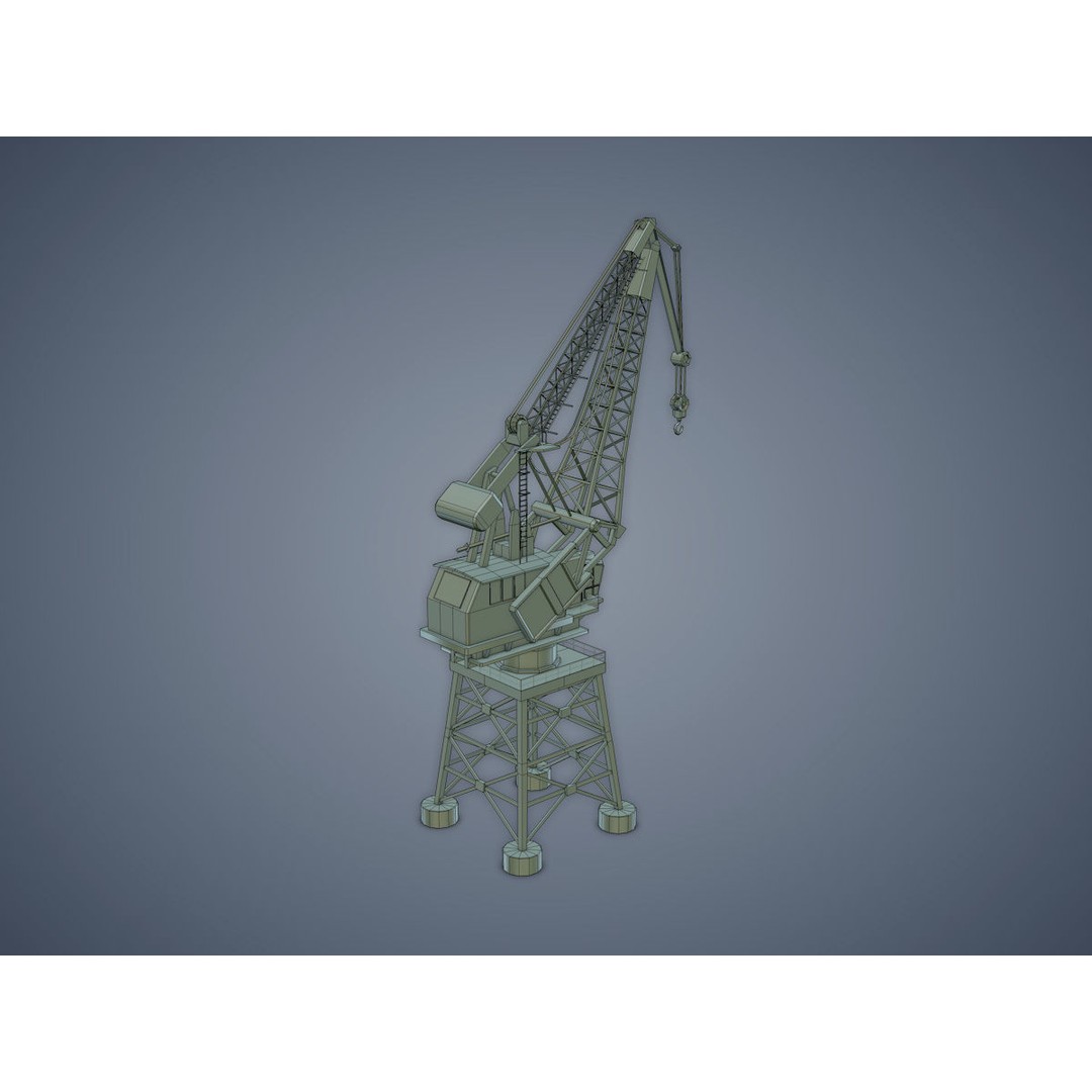 Dock Crane 3D Model – Low Poly Industrial Asset, FBX, PBR - View 11