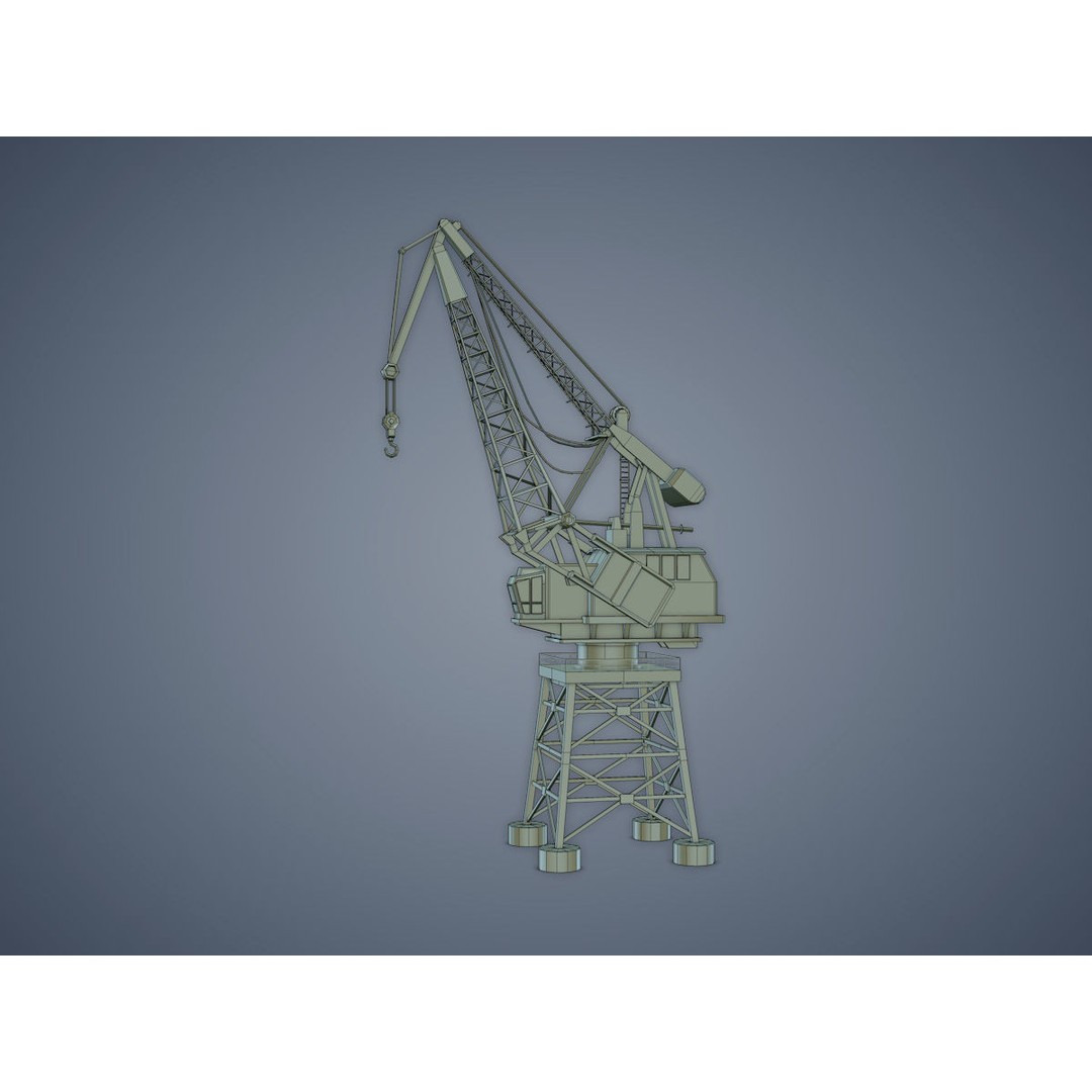 Dock Crane 3D Model – Low Poly Industrial Asset, FBX, PBR - View 12