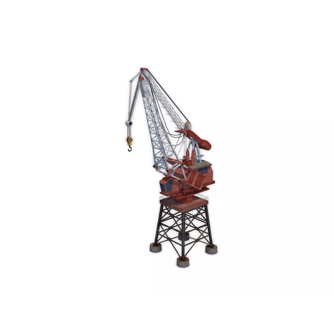 Dock Crane 3D Model – Low Poly Industrial Asset, FBX, PBR - View 2