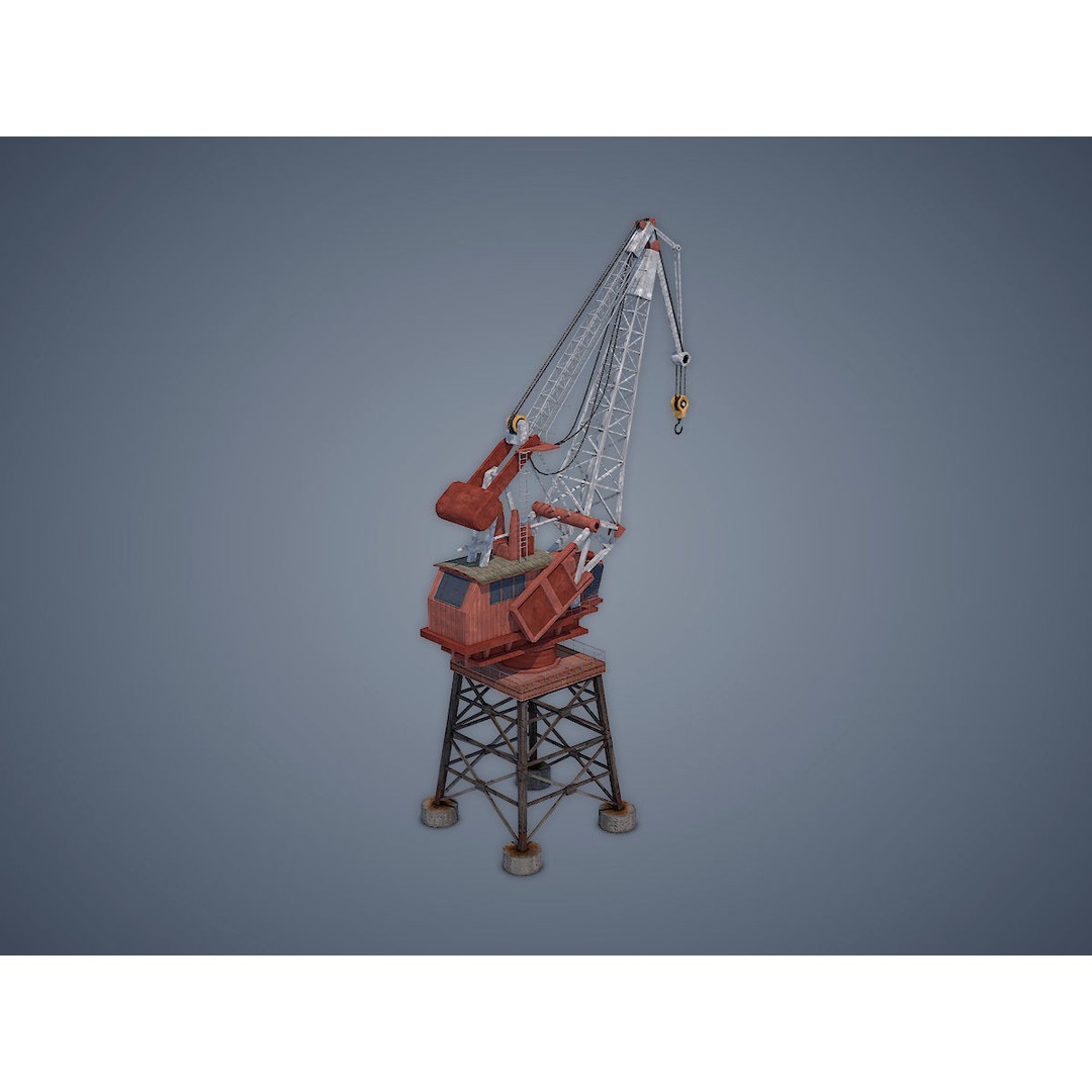 Dock Crane 3D Model – Low Poly Industrial Asset, FBX, PBR - View 3