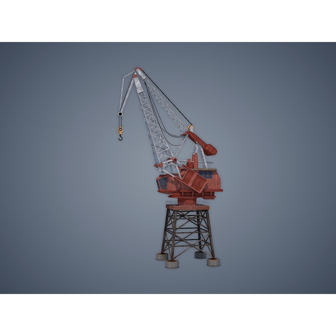 Dock Crane 3D Model – Low Poly Industrial Asset, FBX, PBR - View 4