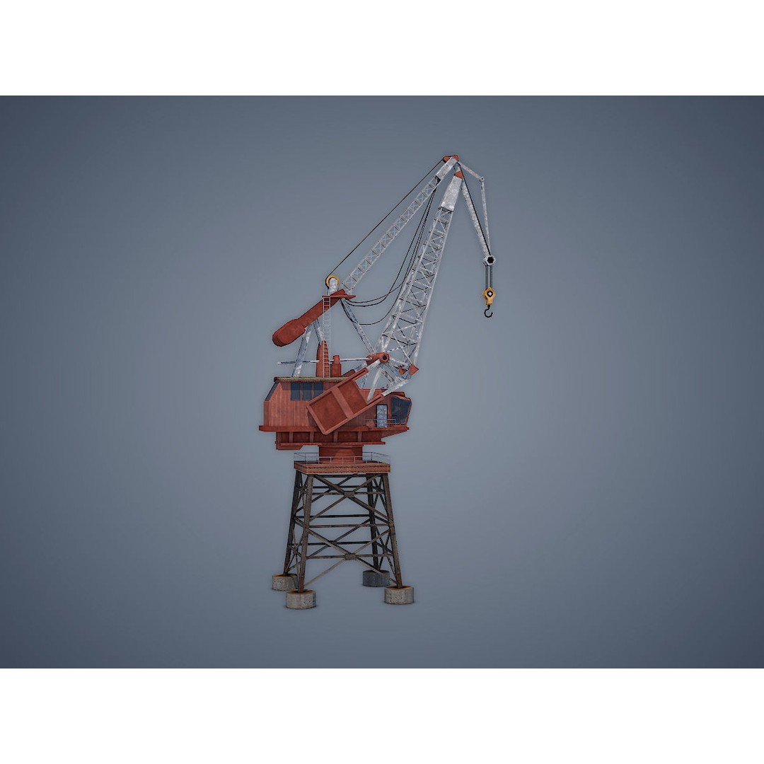 Dock Crane 3D Model – Low Poly Industrial Asset, FBX, PBR - View 5
