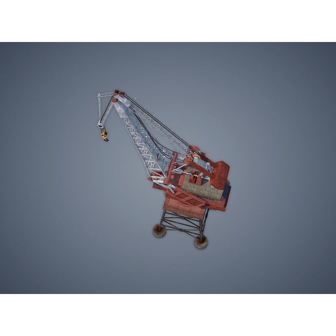 Dock Crane 3D Model – Low Poly Industrial Asset, FBX, PBR - View 6