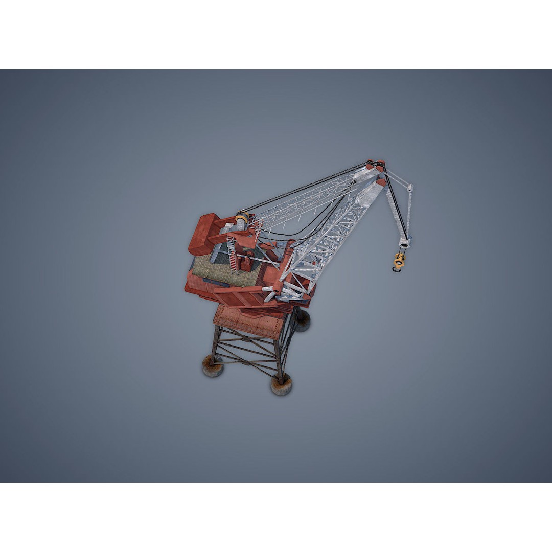 Dock Crane 3D Model – Low Poly Industrial Asset, FBX, PBR - View 7