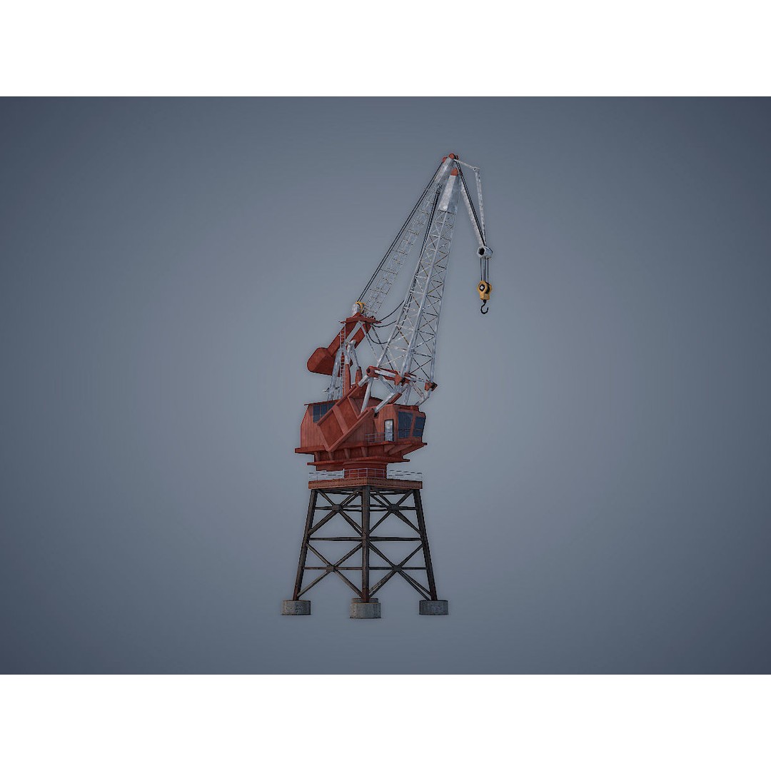 Dock Crane 3D Model – Low Poly Industrial Asset, FBX, PBR - View 8