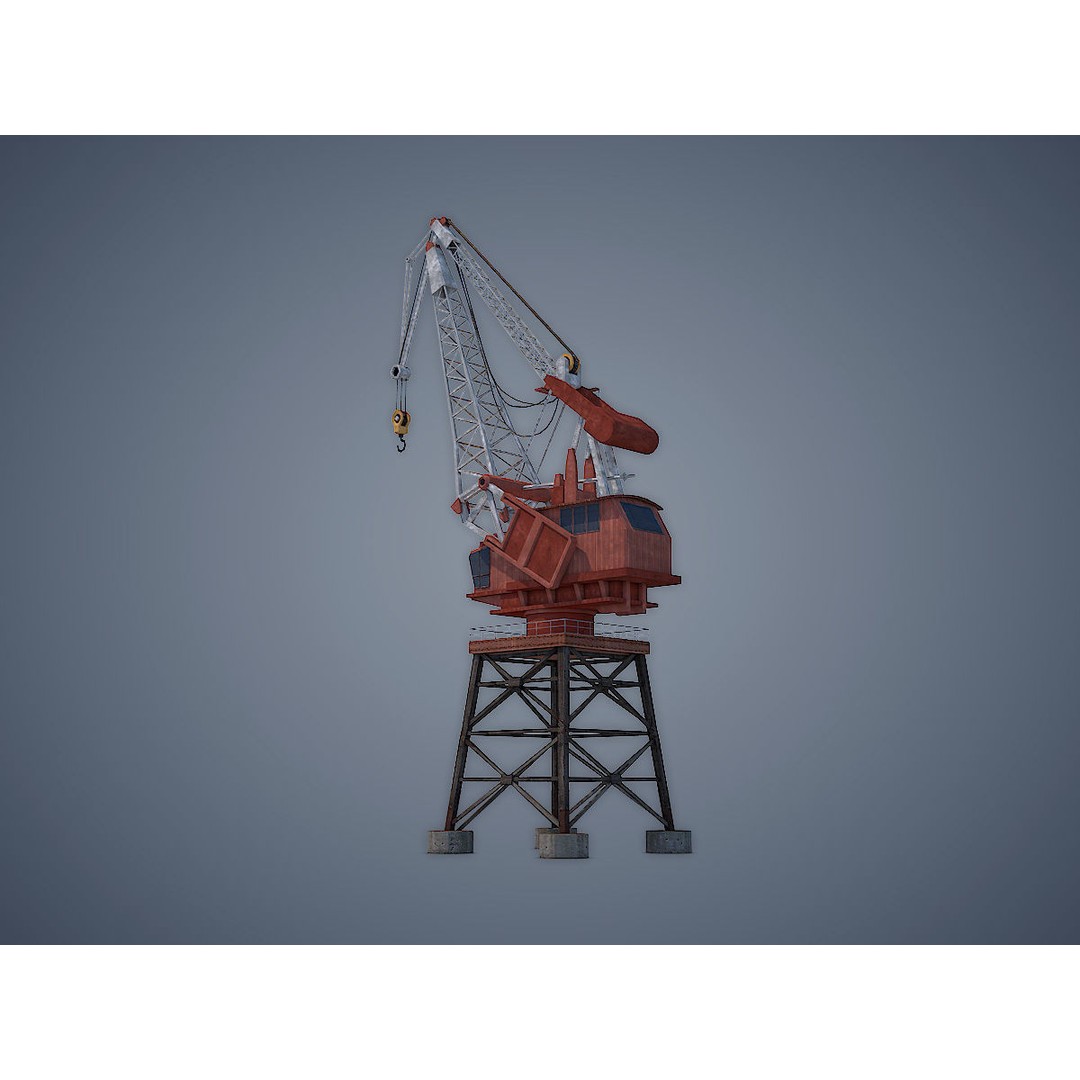 Dock Crane 3D Model – Low Poly Industrial Asset, FBX, PBR - View 9