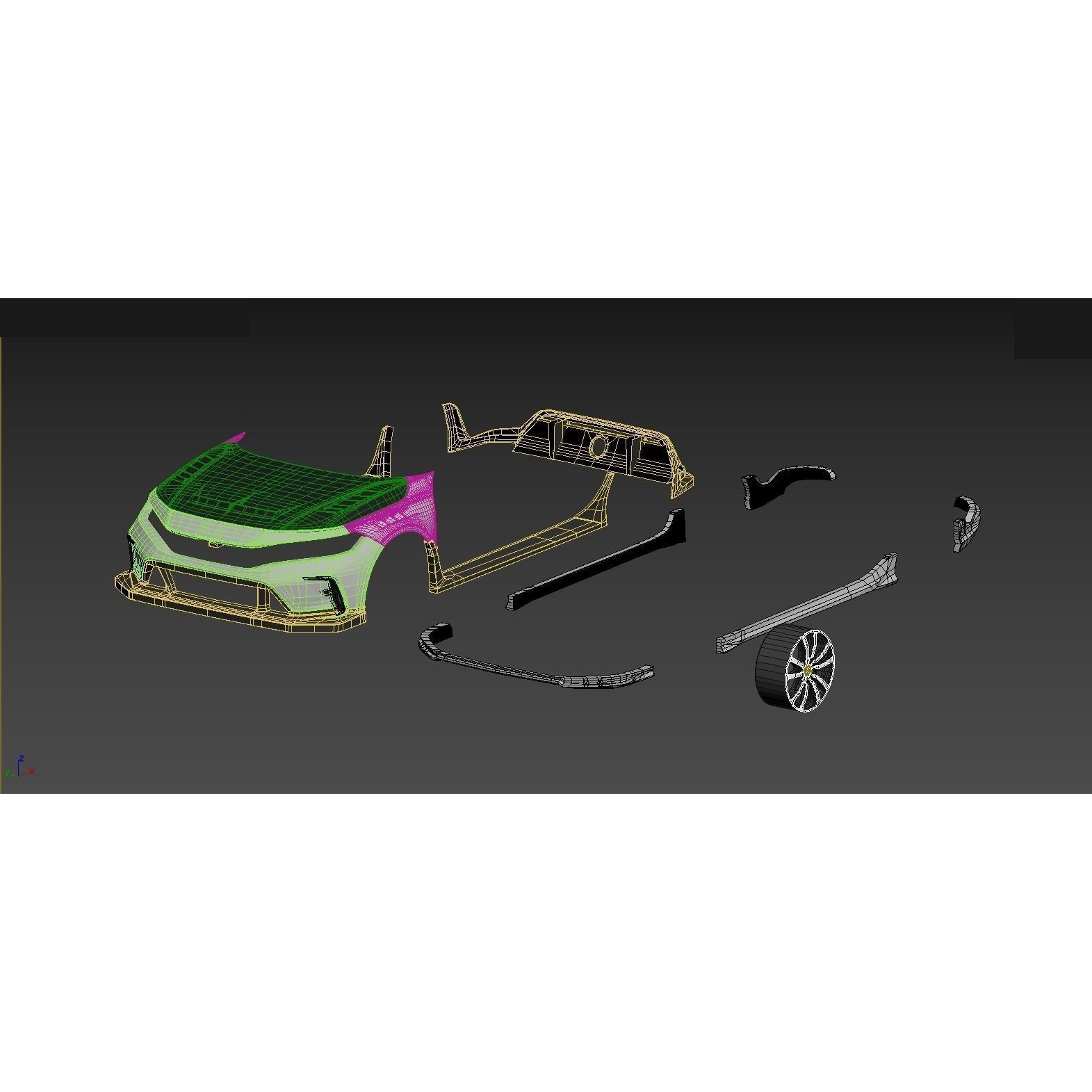 Honda Civic Type R 2022 - High-Poly 3D Model