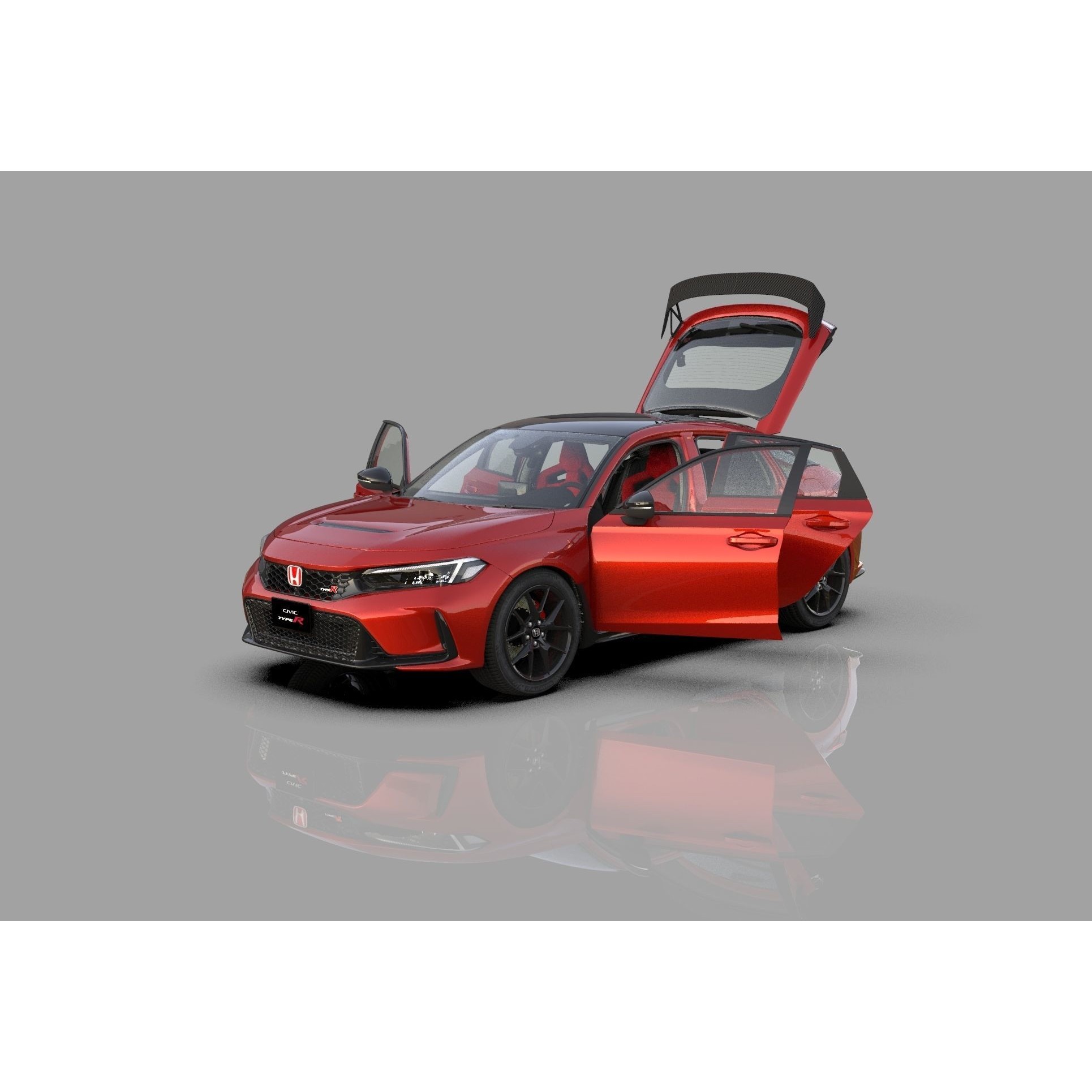 Honda Civic Type R 2022 - High-Poly 3D Model - View 11