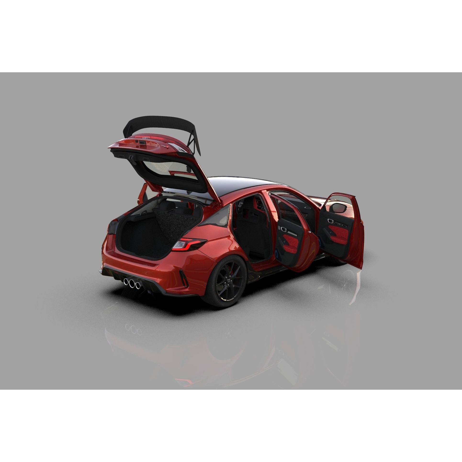 Honda Civic Type R 2022 - High-Poly 3D Model - View 12