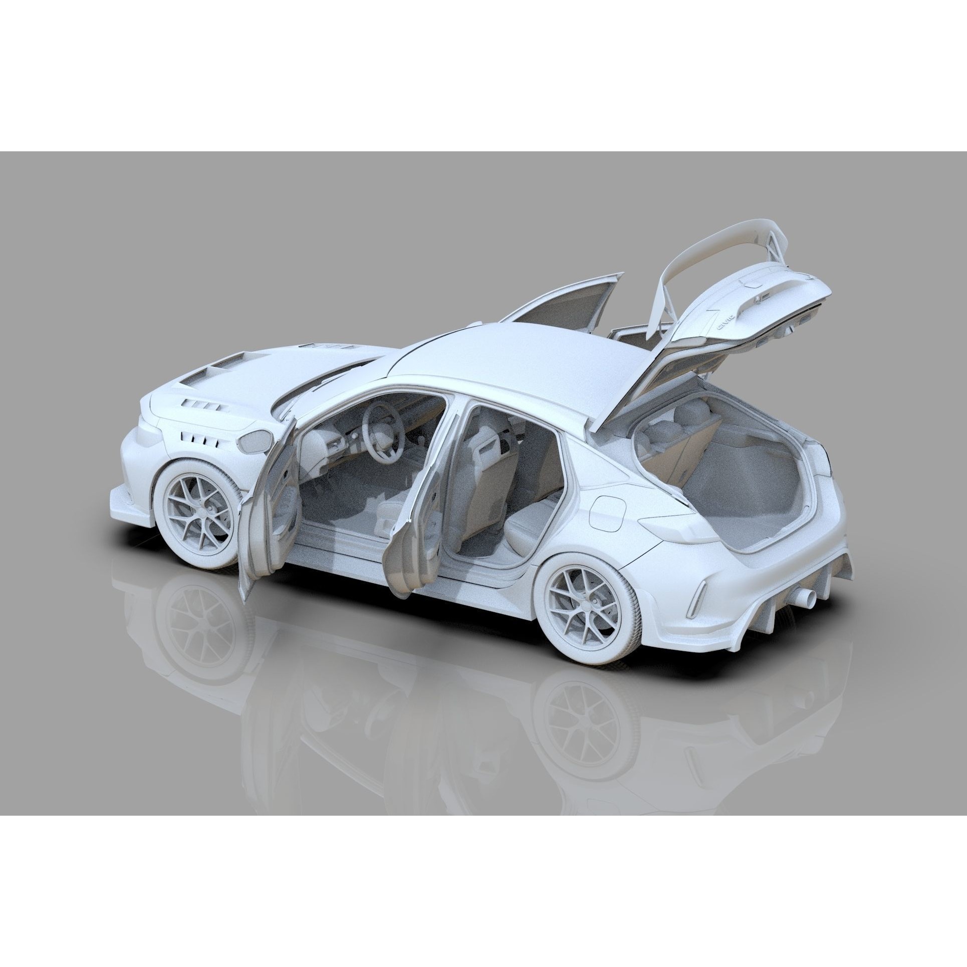 Honda Civic Type R 2022 - High-Poly 3D Model - View 40