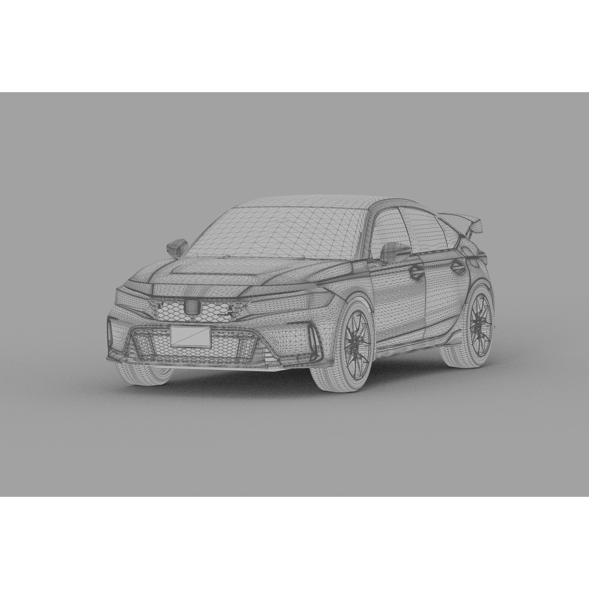 Honda Civic Type R 2022 - High-Poly 3D Model - View 45