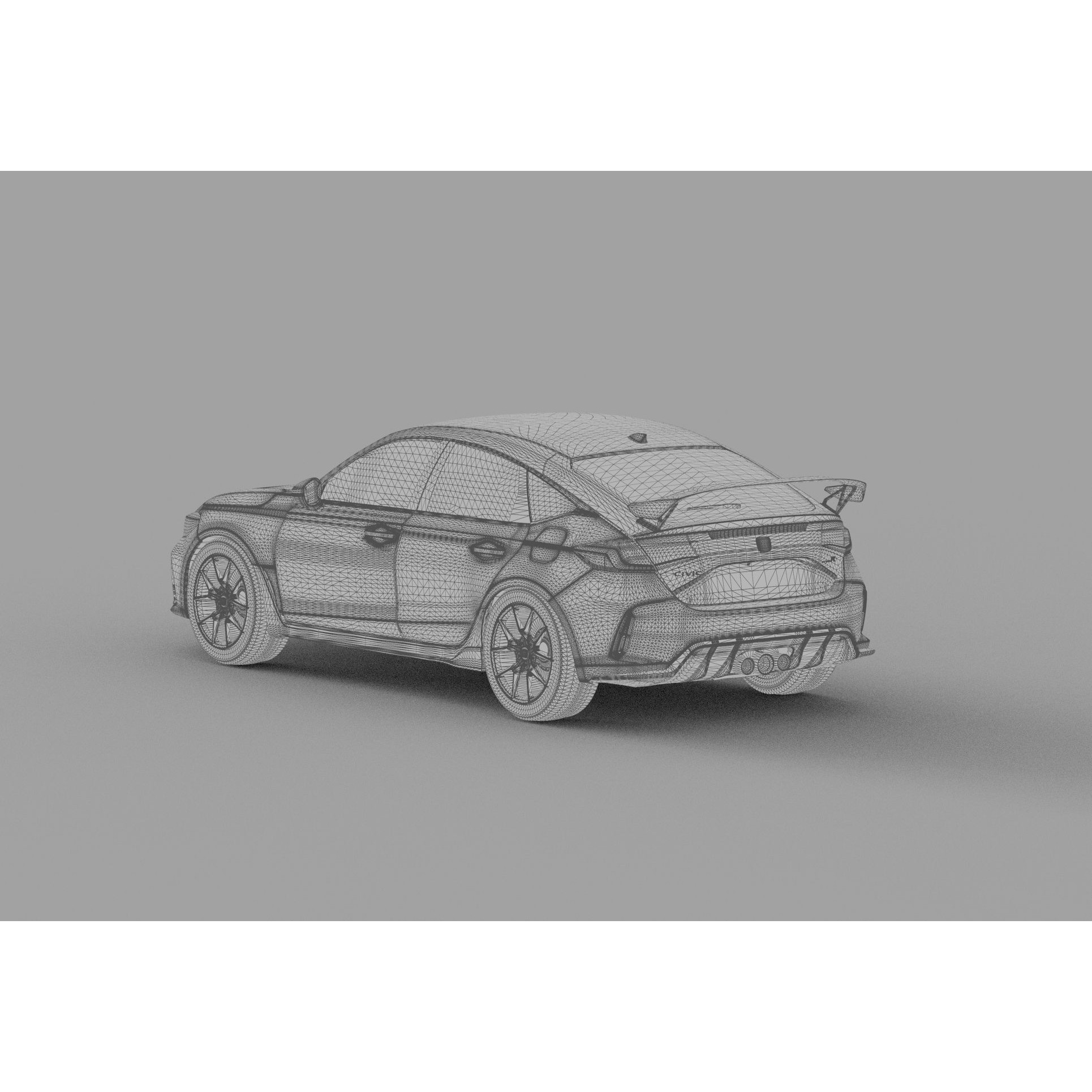 Honda Civic Type R 2022 - High-Poly 3D Model - View 48