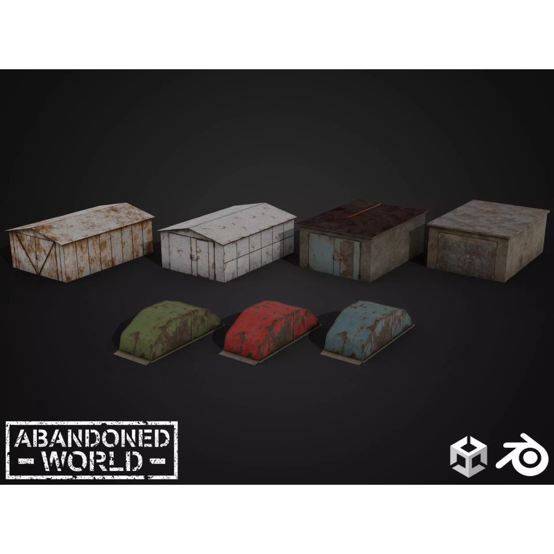 Garages 3D Model – Low Poly Urban Asset, FBX, PBR Textures - View 2