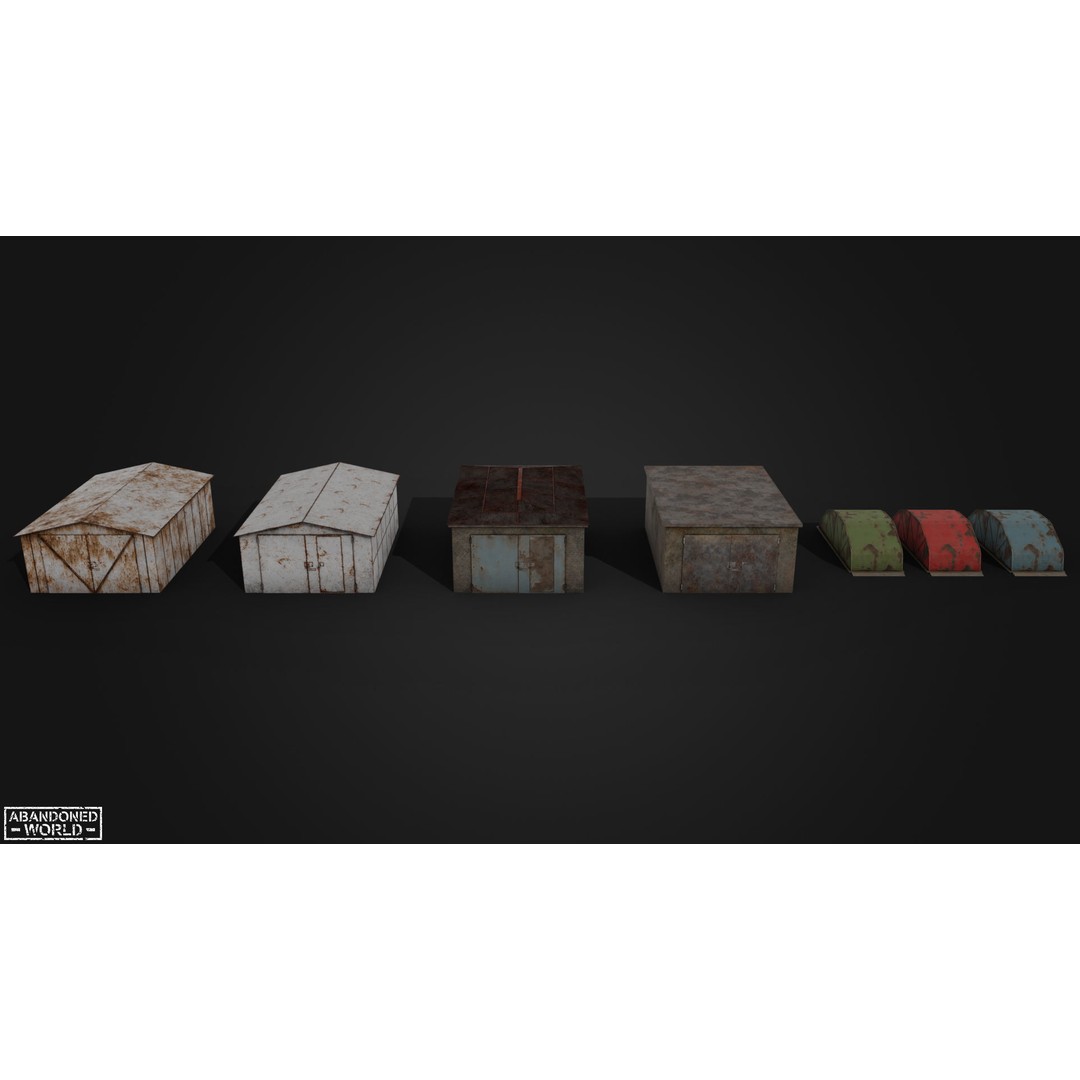 Garages 3D Model – Low Poly Urban Asset, FBX, PBR Textures - View 4