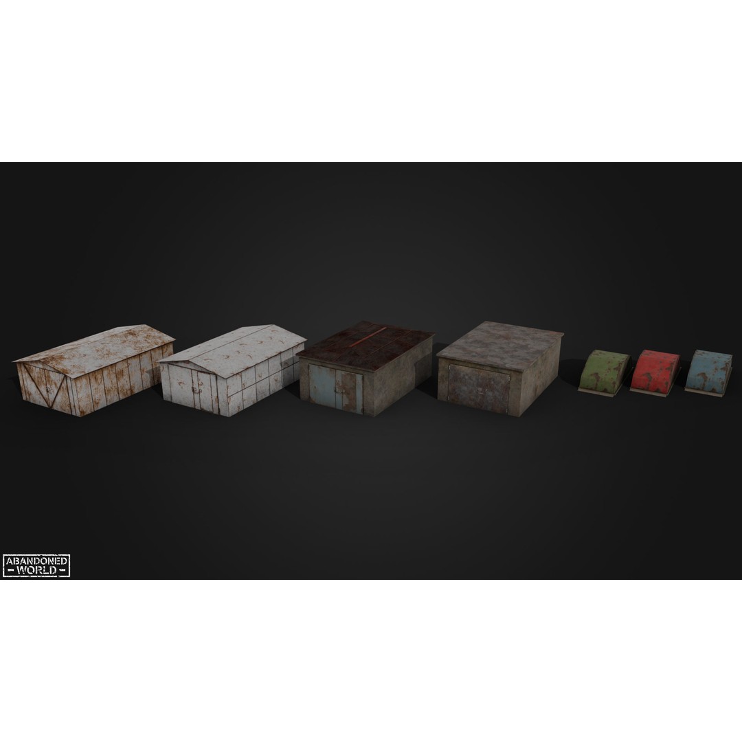 Garages 3D Model – Low Poly Urban Asset, FBX, PBR Textures - View 5