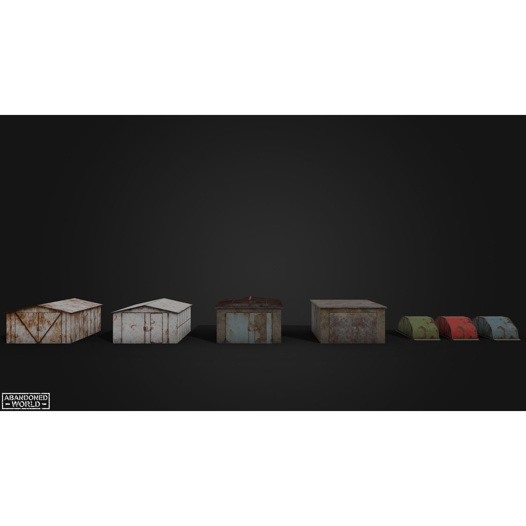 Garages 3D Model – Low Poly Urban Asset, FBX, PBR Textures - View 7
