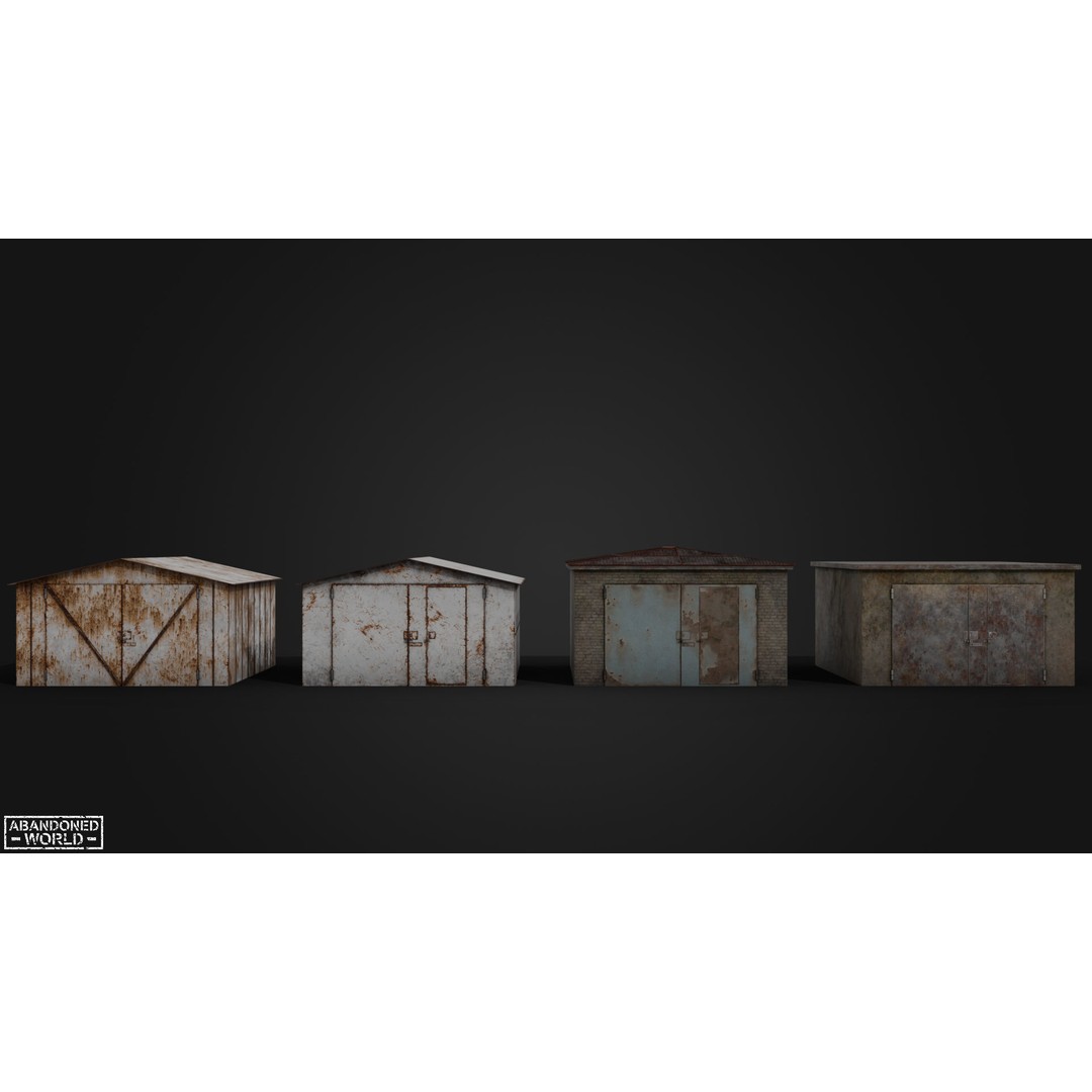 Garages 3D Model – Low Poly Urban Asset, FBX, PBR Textures - View 8