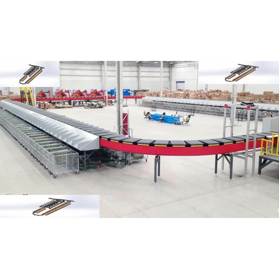 Cross Belt Sorter Conveyor 3D Model – Advanced Sorting System, Game Ready - View 11