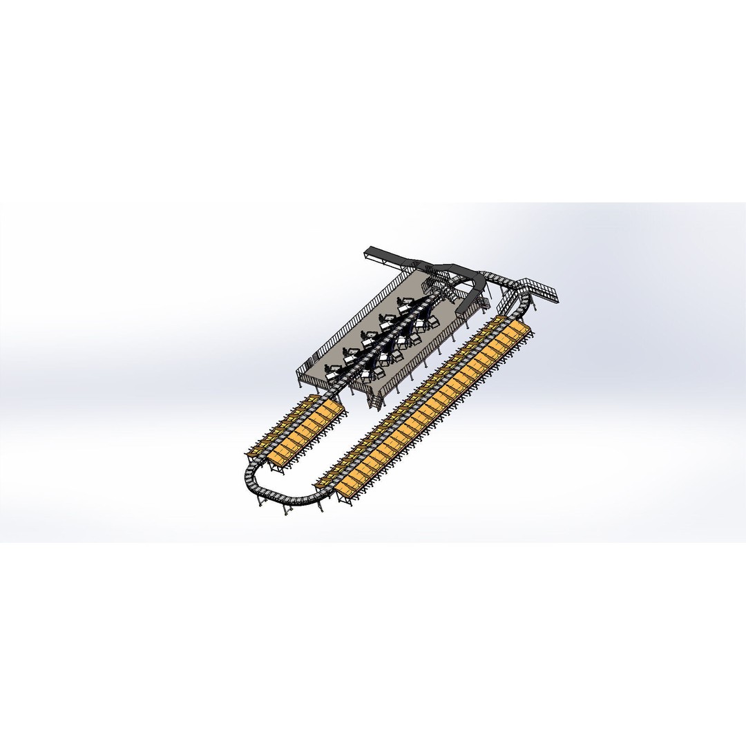 Cross Belt Sorter Conveyor 3D Model – Advanced Sorting System, Game Ready - View 4