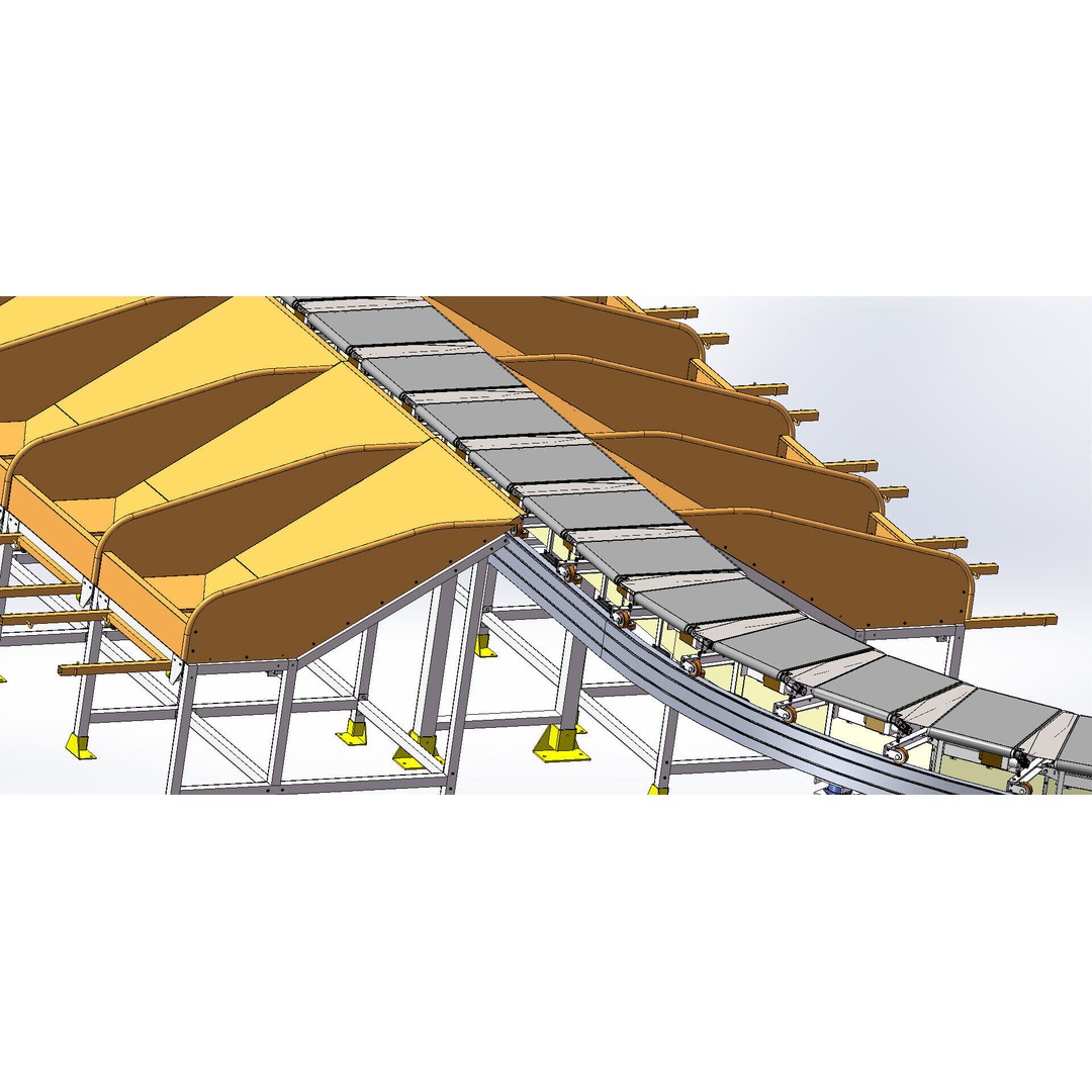 Cross Belt Sorter Conveyor 3D Model – Advanced Sorting System, Game Ready - View 7