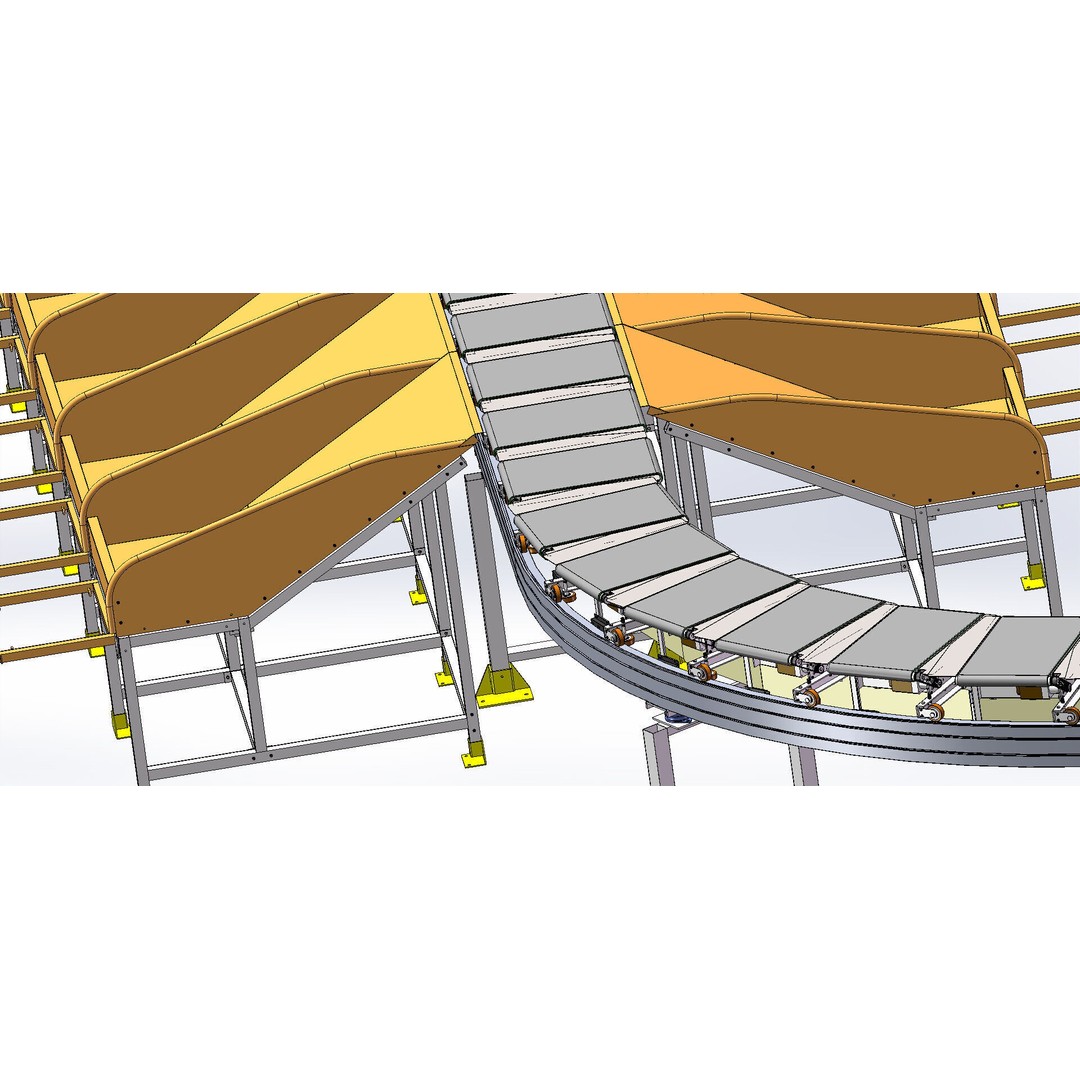 Cross Belt Sorter Conveyor 3D Model – Advanced Sorting System, Game Ready - View 9
