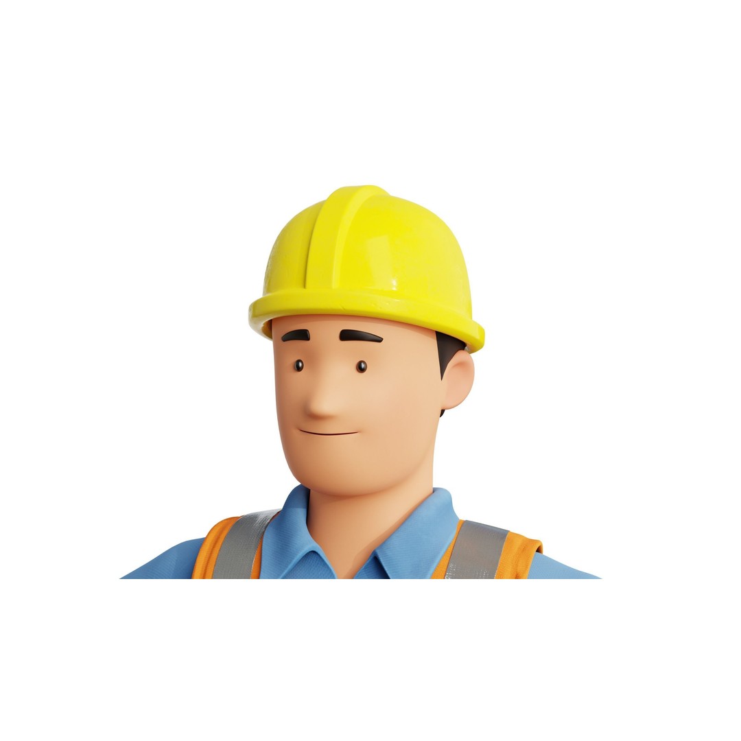 Cartoon Worker Builder 3D Model – Low Poly Rigged Character for Animation - View 21