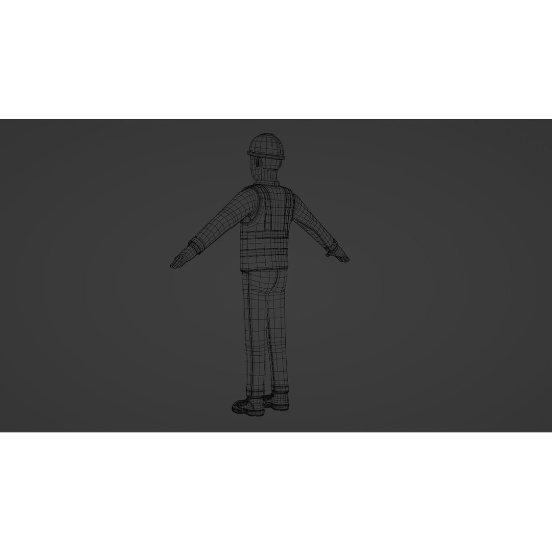 Cartoon Worker Builder 3D Model – Low Poly Rigged Character for Animation - View 27