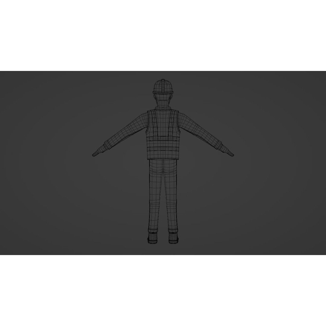Cartoon Worker Builder 3D Model – Low Poly Rigged Character for Animation - View 28