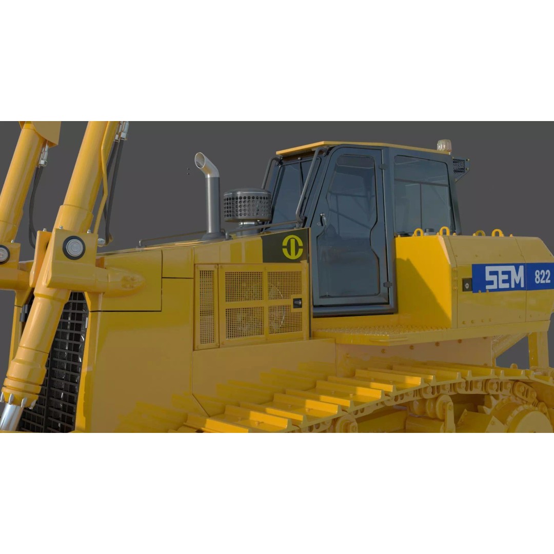 SEM 822 Track Tractor 3D Model – High Poly Industrial Vehicle, FBX, OBJ - View 10