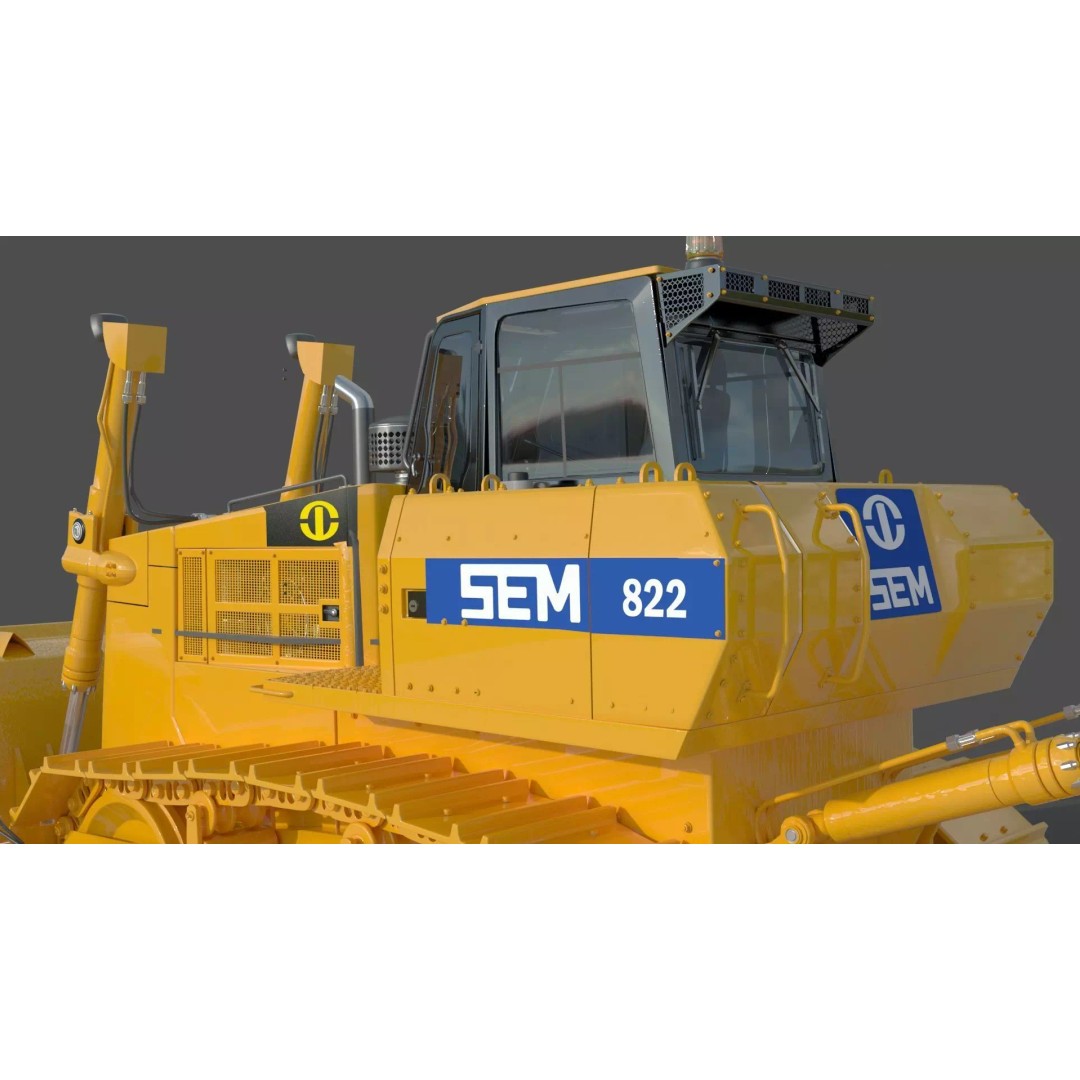 SEM 822 Track Tractor 3D Model – High Poly Industrial Vehicle, FBX, OBJ - View 12