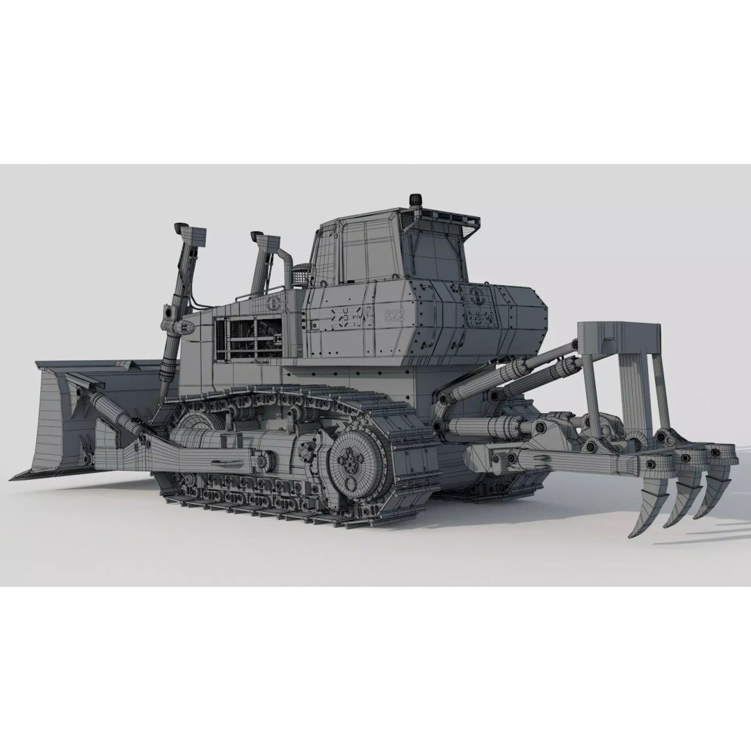 SEM 822 Track Tractor 3D Model – High Poly Industrial Vehicle, FBX, OBJ - View 18
