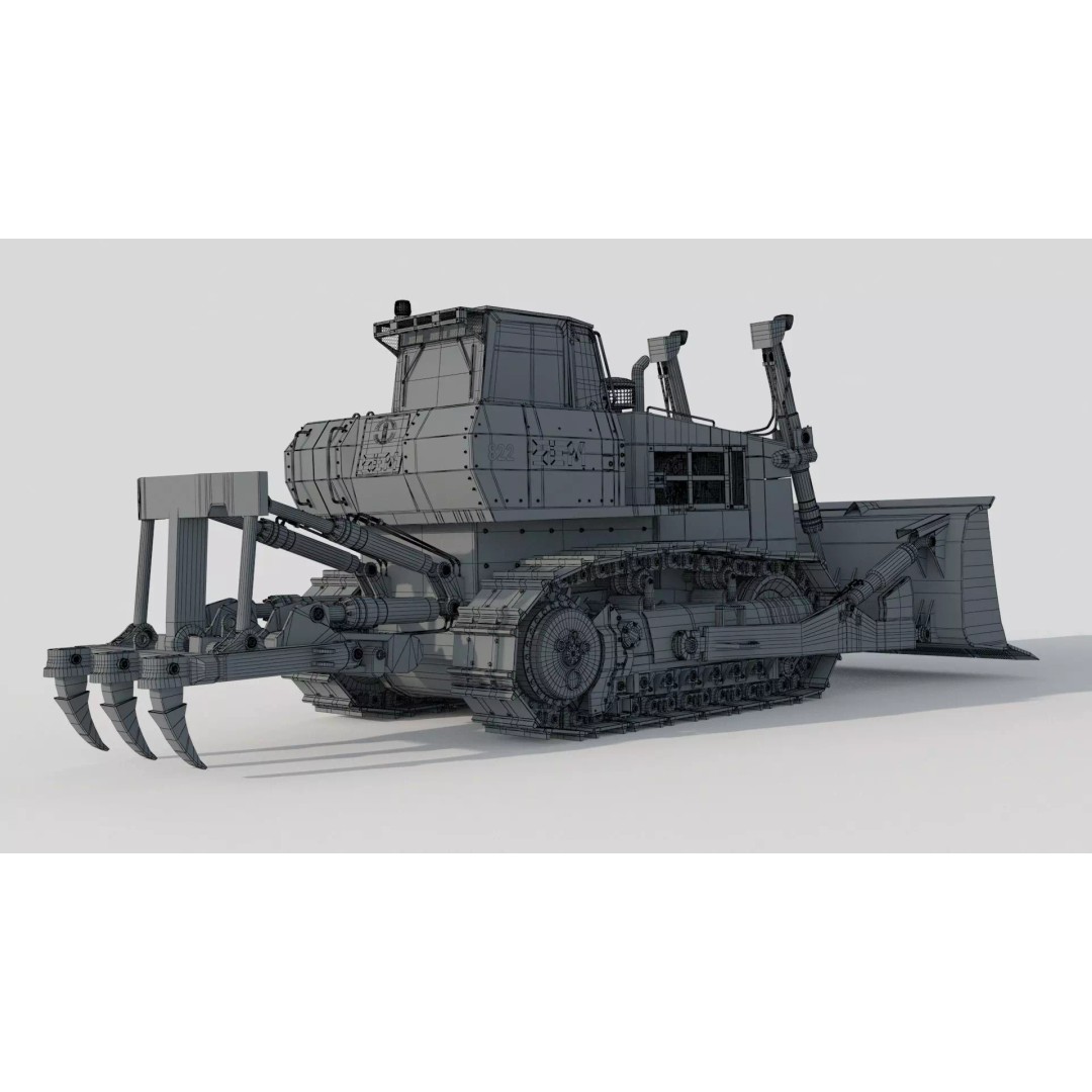 SEM 822 Track Tractor 3D Model – High Poly Industrial Vehicle, FBX, OBJ - View 19