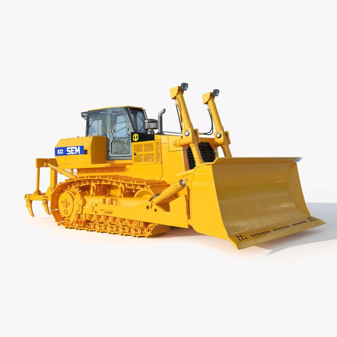 SEM 822 Track Tractor 3D Model – High Poly Industrial Vehicle, FBX, OBJ - View 2