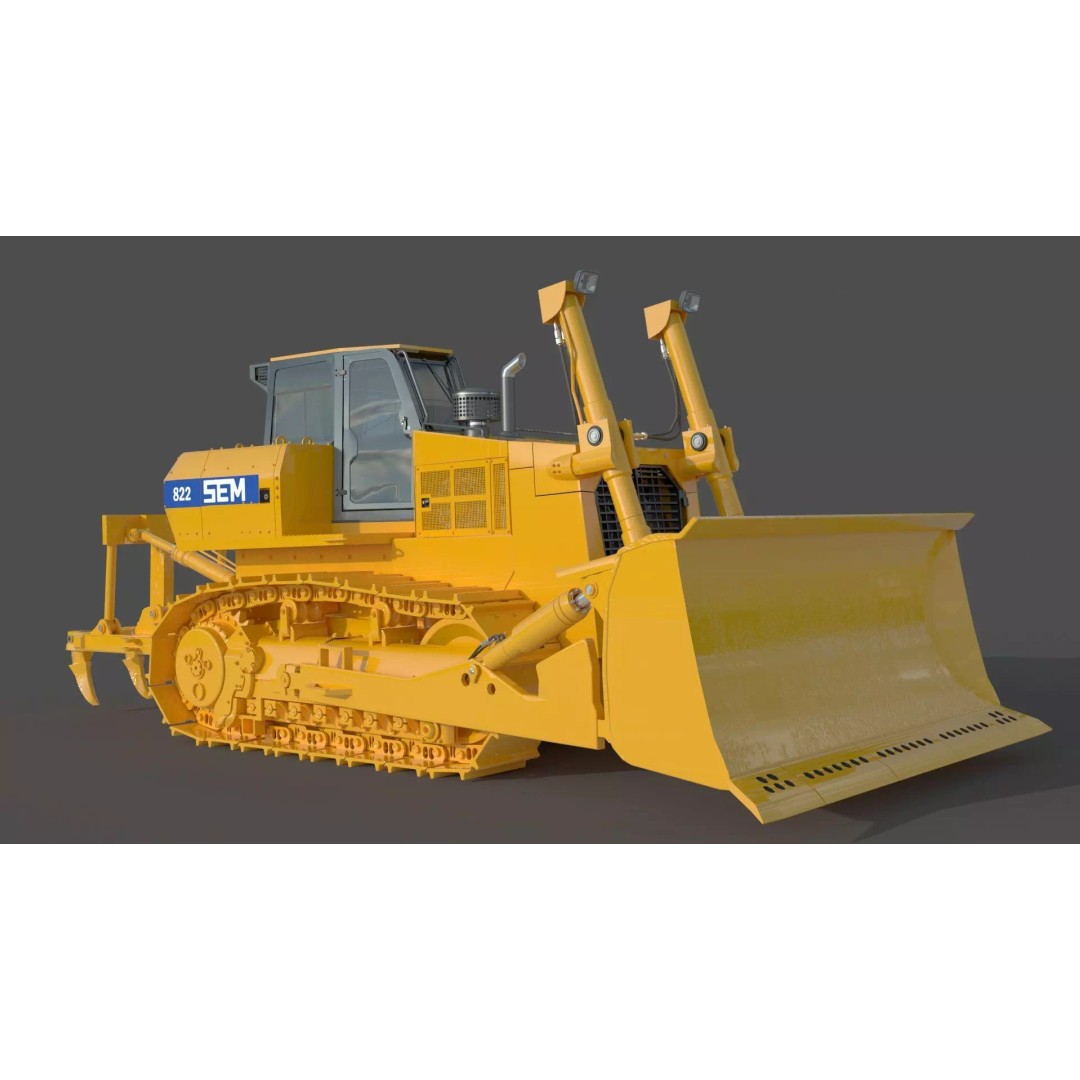 SEM 822 Track Tractor 3D Model – High Poly Industrial Vehicle, FBX, OBJ - View 4
