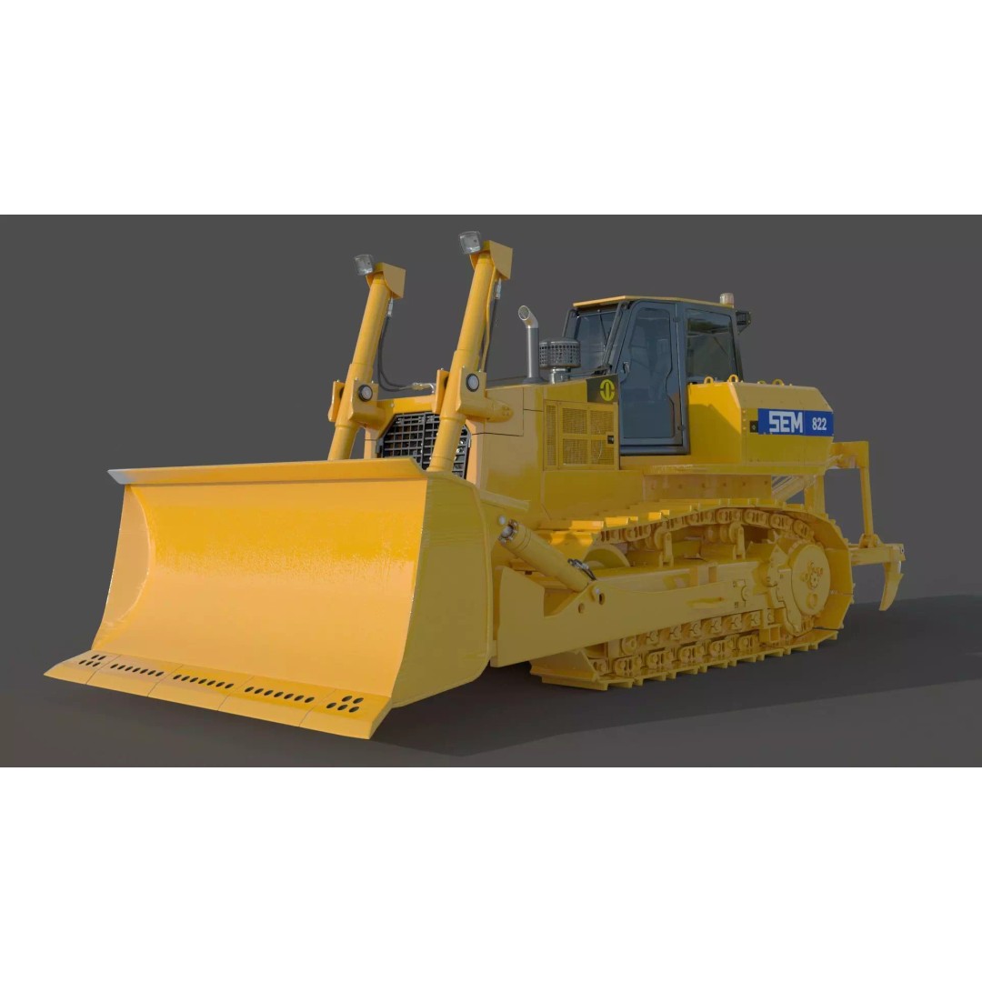 SEM 822 Track Tractor 3D Model – High Poly Industrial Vehicle, FBX, OBJ - View 6