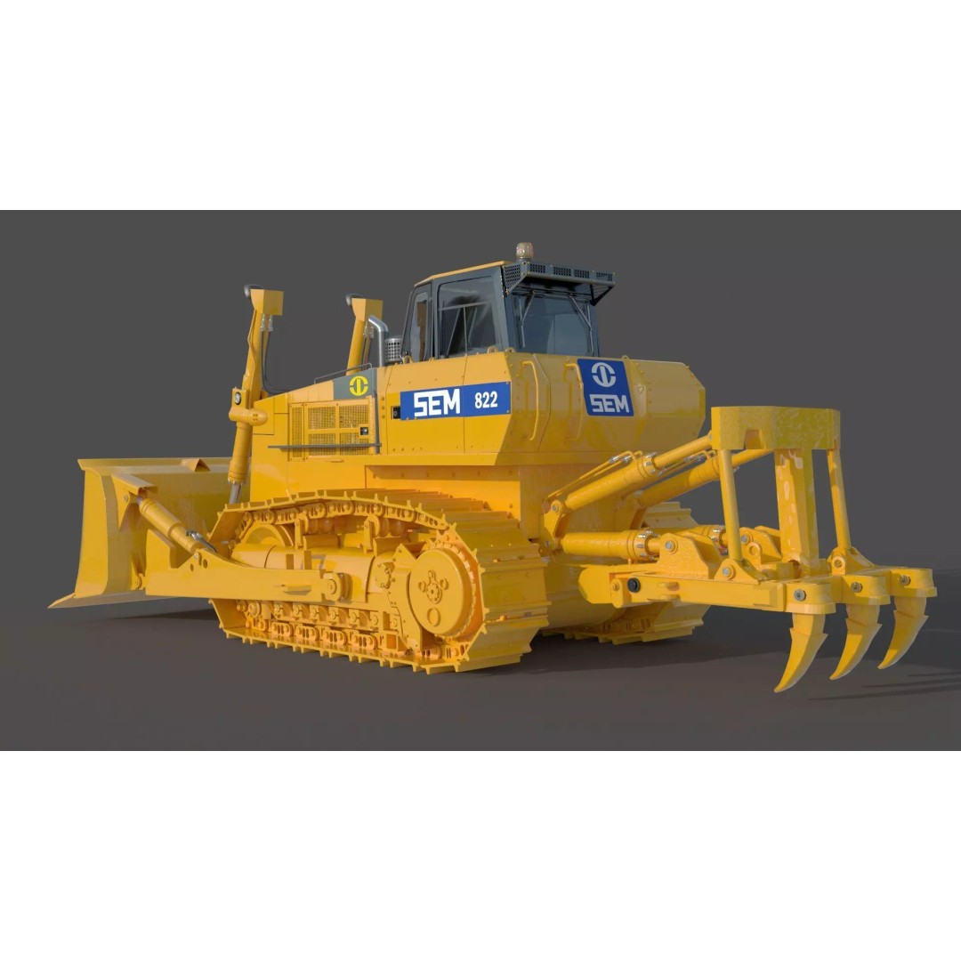 SEM 822 Track Tractor 3D Model – High Poly Industrial Vehicle, FBX, OBJ - View 7