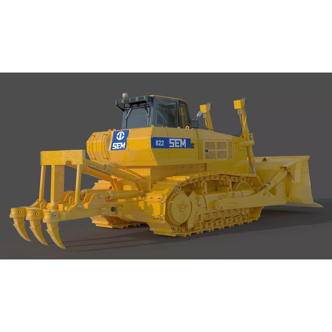 SEM 822 Track Tractor 3D Model – High Poly Industrial Vehicle, FBX, OBJ - View 8