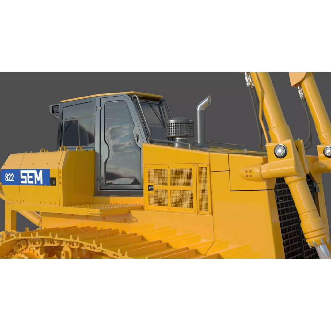 SEM 822 Track Tractor 3D Model – High Poly Industrial Vehicle, FBX, OBJ - View 9