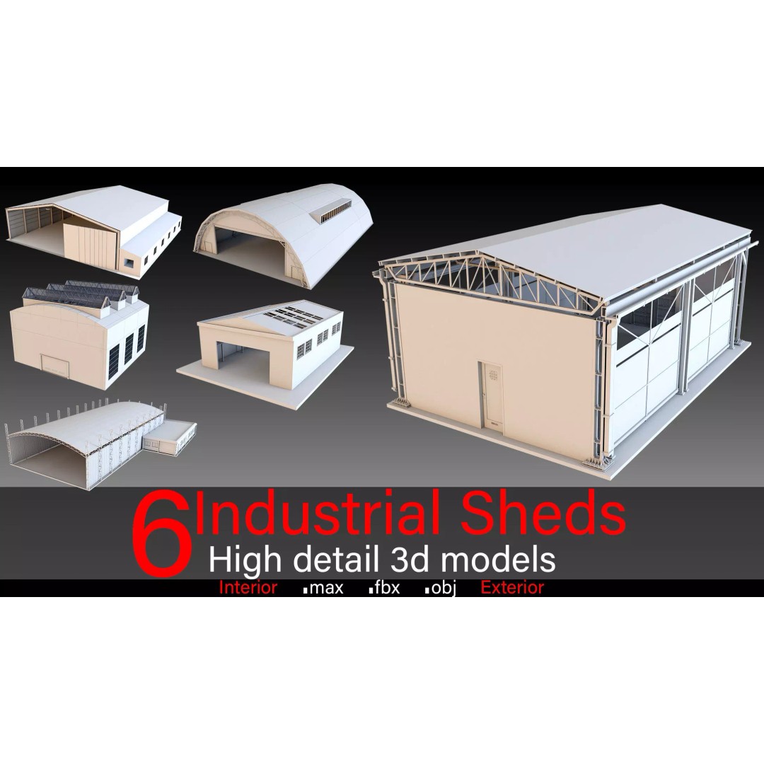 Industrial Sheds 3D Model – High Detail, Game-Ready Formats - View 2