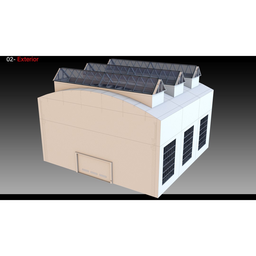 Industrial Sheds 3D Model – High Detail, Game-Ready Formats - View 3