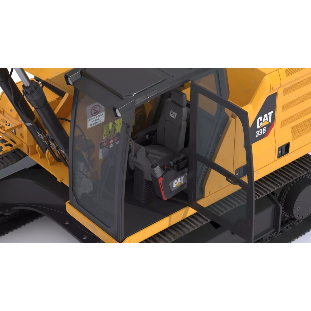 CAT Large Excavator 336 3D Model – High Poly PBR Asset, FBX & OBJ - View 10