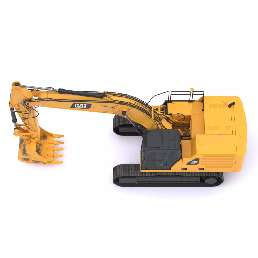 CAT Large Excavator 336 3D Model – High Poly PBR Asset, FBX & OBJ - View 12