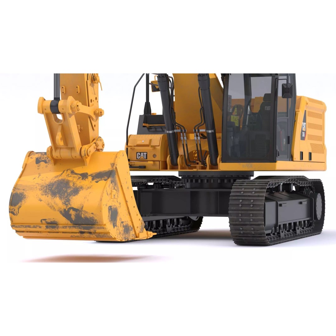 CAT Large Excavator 336 3D Model – High Poly PBR Asset, FBX & OBJ - View 13