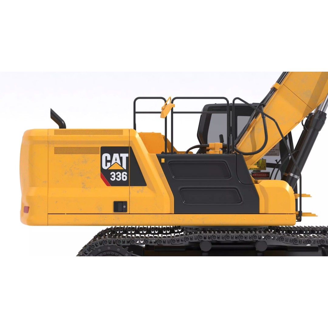CAT Large Excavator 336 3D Model – High Poly PBR Asset, FBX & OBJ - View 14