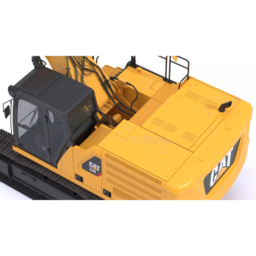 CAT Large Excavator 336 3D Model – High Poly PBR Asset, FBX & OBJ - View 15