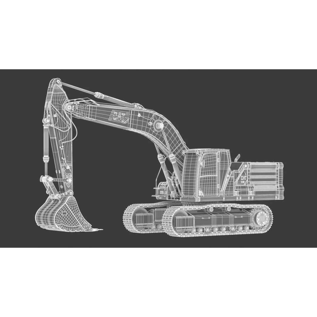 CAT Large Excavator 336 3D Model – High Poly PBR Asset, FBX & OBJ - View 17