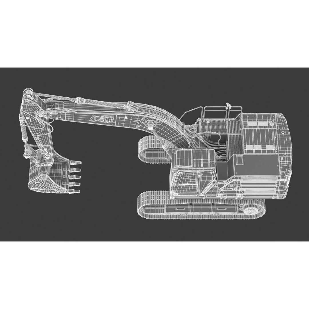 CAT Large Excavator 336 3D Model – High Poly PBR Asset, FBX & OBJ - View 18