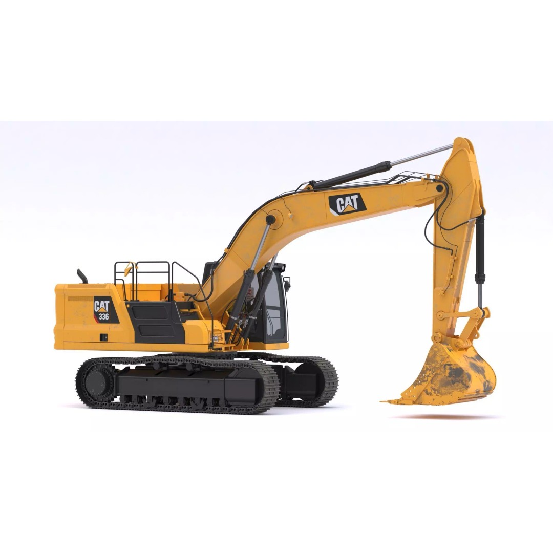 CAT Large Excavator 336 3D Model – High Poly PBR Asset, FBX & OBJ - View 2