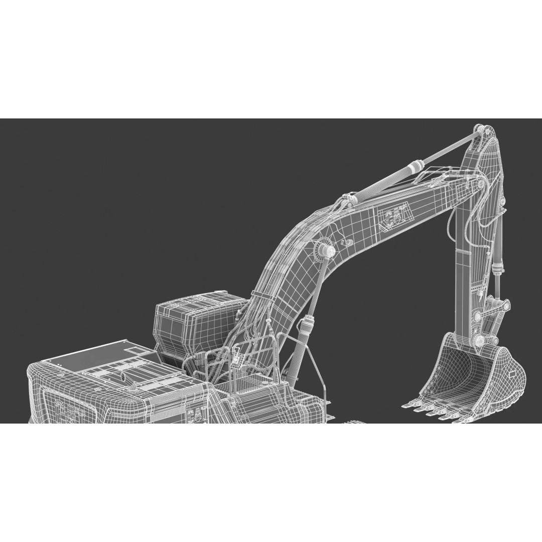 CAT Large Excavator 336 3D Model – High Poly PBR Asset, FBX & OBJ - View 21
